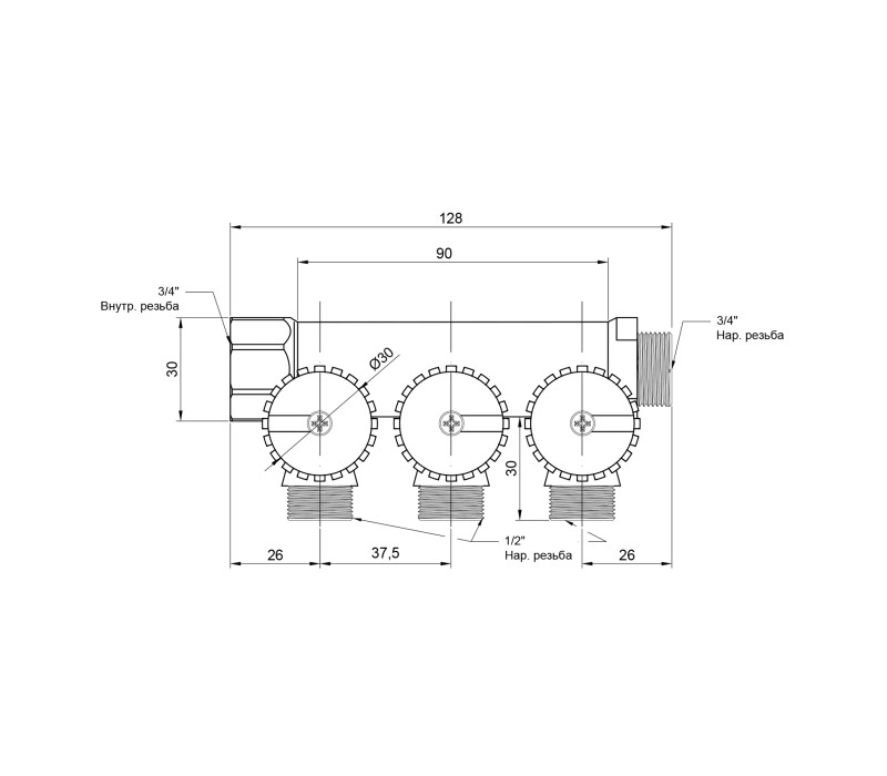 Коллектор Icma 3/4" 3 выхода №227 SD00005194 Коллектор Icma 3/4" 3 выхода №227 SD00005194