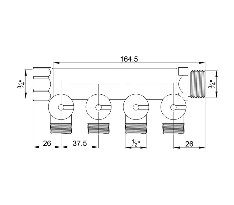 Коллектор Icma 1" 4 выхода №227 SD00005195 Коллектор Icma 1" 4 выхода №227 SD00005195