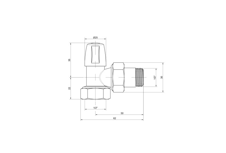 Кран радиаторный Icma 1/2" угловой без ручки №805 SD00005552 Кран радиаторный Icma 1/2" угловой без ручки №805 SD00005552