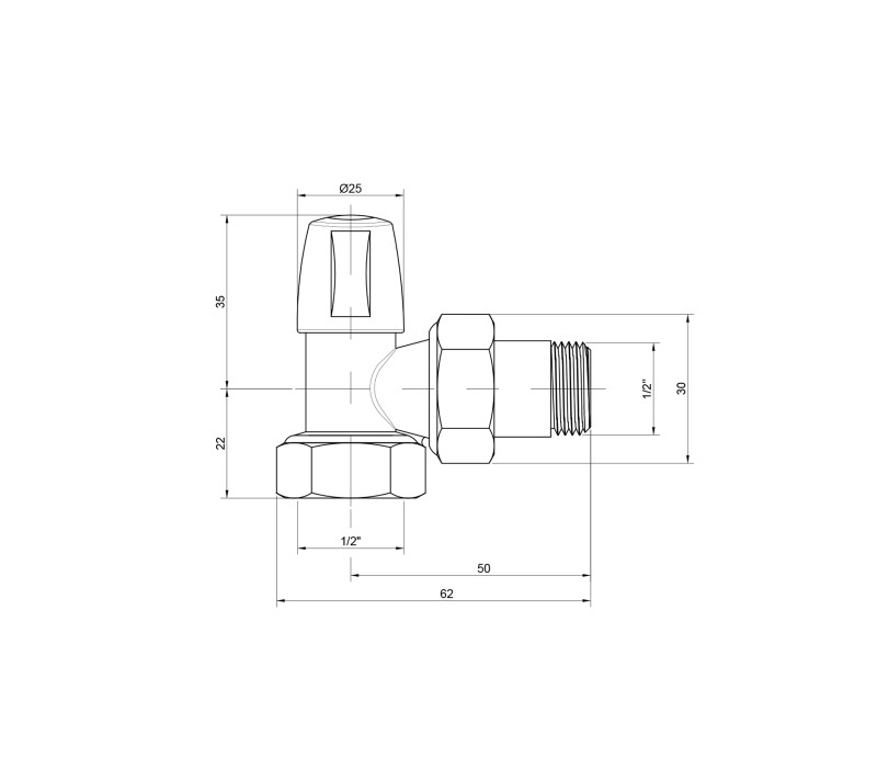 Кран радиаторный Icma 1/2" угловой без ручки №805 SD00005552 Кран радиаторный Icma 1/2" угловой без ручки №805 SD00005552