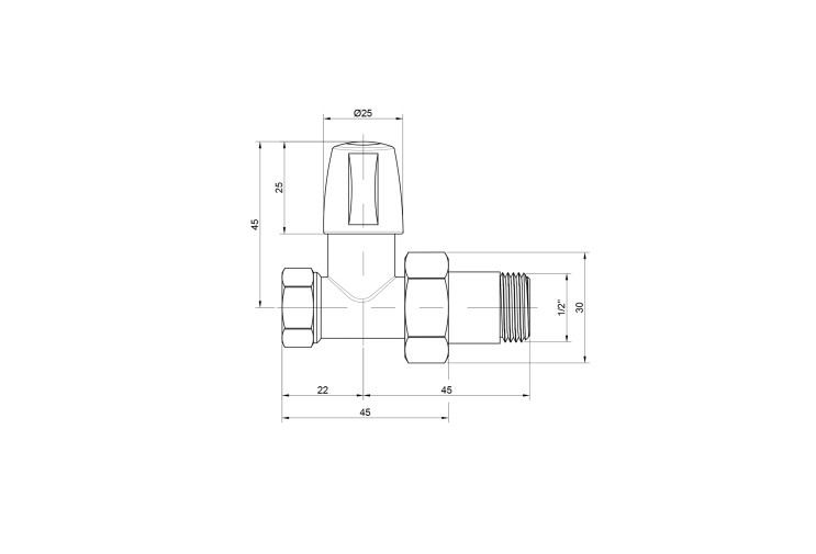 Кран радиаторный Icma 1/2" прямой без ручки №815 SD00005560