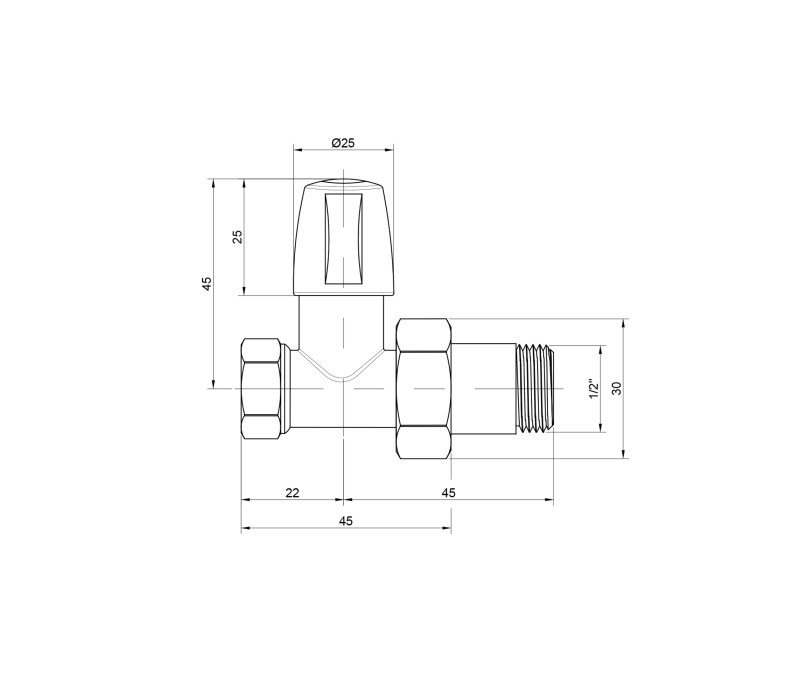 Кран радиаторный Icma 1/2" прямой без ручки №815 SD00005560 Кран радиаторный Icma 1/2" прямой без ручки №815 SD00005560