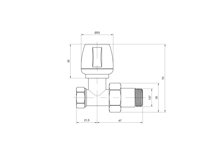Кран радиаторный Icma 1/2" прямой №813 SD00005573 Кран радиаторный Icma 1/2" прямой №813 SD00005573