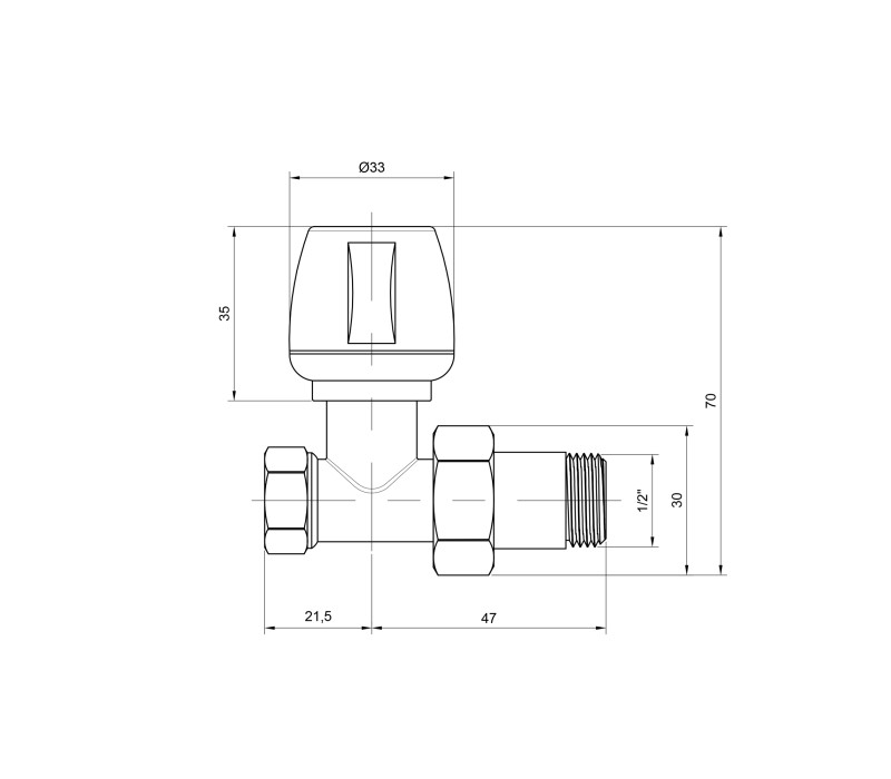Кран радіаторний Icma 1/2" прямий №813 SD00005573 Кран радіаторний Icma 1/2" прямий №813 SD00005573