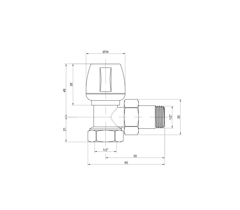 Кран радіаторний Icma 1/2" кутовий №803 SD00005588 Кран радіаторний Icma 1/2" кутовий №803 SD00005588