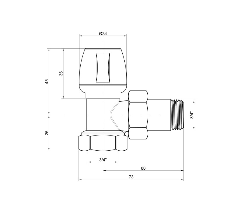 Кран радиаторный Icma 3/4" угловой №803 SD00005610