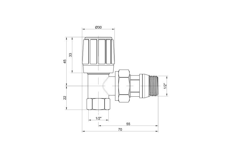Кран радиаторный Icma 1/2" с антипротечкой угловой №951 SD00005662