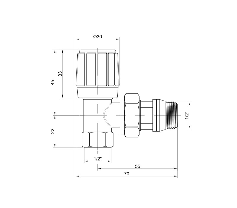 Кран радіаторний Icma 1/2" з антипротіканням кутовий №951 SD00005662