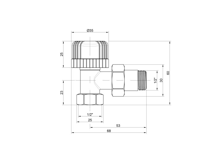 Кран радиаторный Icma 1/2" 30х1,5 угловой №778 SD00005631 Кран радиаторный Icma 1/2" 30х1,5 угловой №778 SD00005631