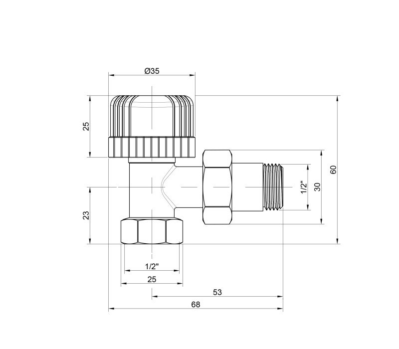 Кран радиаторный Icma 1/2" 28х1,5 угловой №774 SD00005635 Кран радиаторный Icma 1/2" 28х1,5 угловой №774 SD00005635
