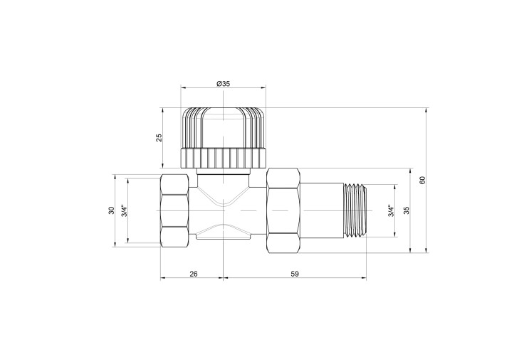 Кран радиаторный Icma 3/4" 30х1,5 прямой №779 SD00005636 Кран радиаторный Icma 3/4" 30х1,5 прямой №779 SD00005636