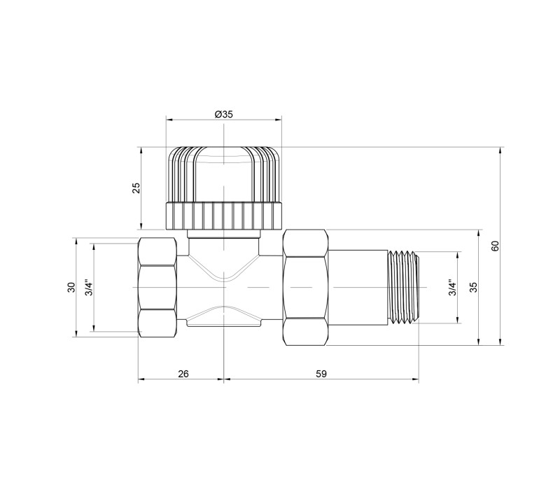Кран радиаторный Icma 3/4" 30х1,5 прямой №779 SD00005636 Кран радиаторный Icma 3/4" 30х1,5 прямой №779 SD00005636