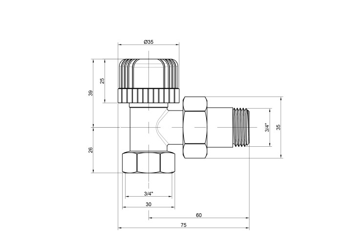 Кран радиаторный Icma 3/4" 30х1,5 угловой №778 SD00005647 Кран радиаторный Icma 3/4" 30х1,5 угловой №778 SD00005647