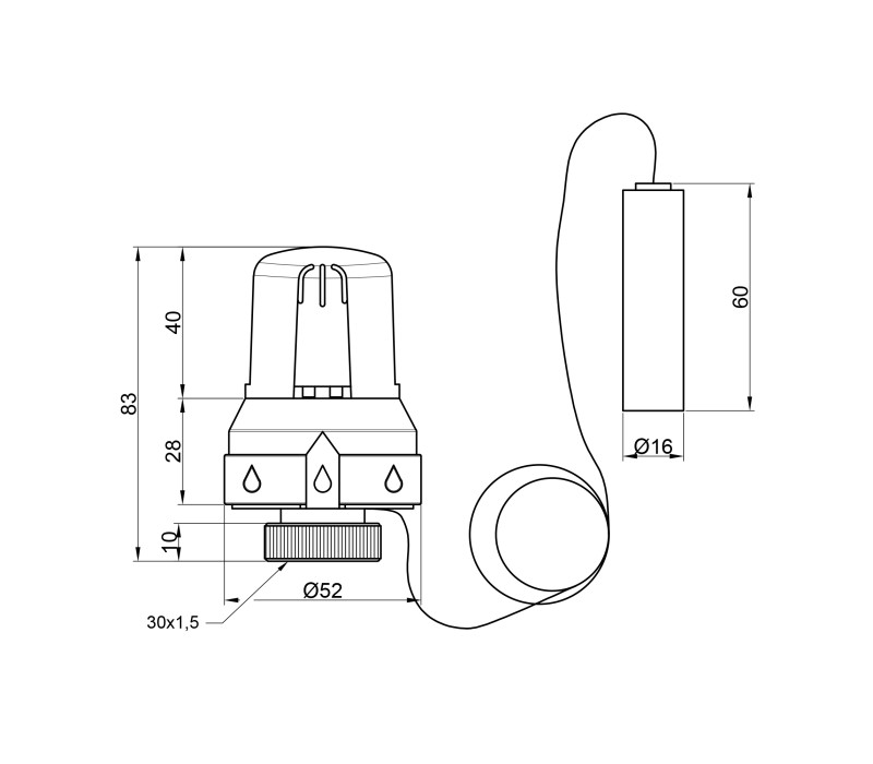 Термоголовка Icma 30х1,5 с выносным датчиком №995 SD00008809