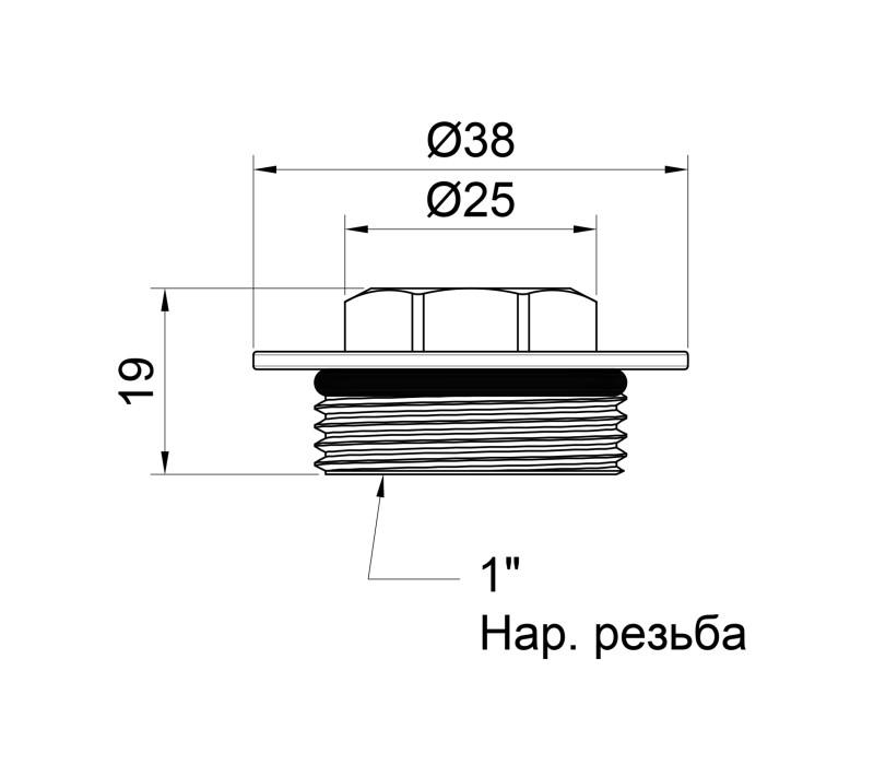 Заглушка Icma 1" ЗР з антипротіканням №173 SD00004553