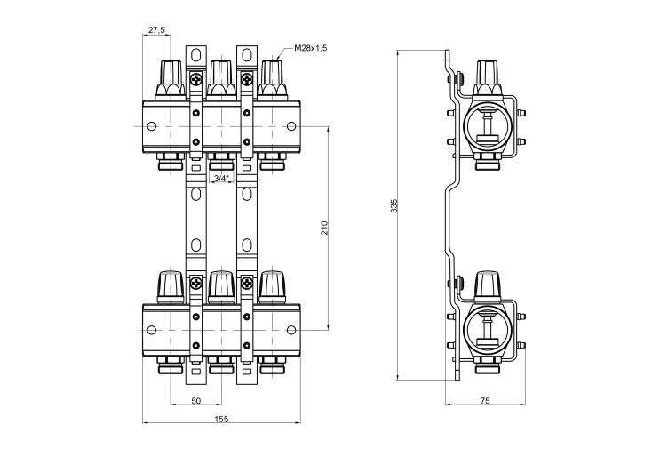 Коллектор Icma 1" 3 выхода №K005 SD00005220