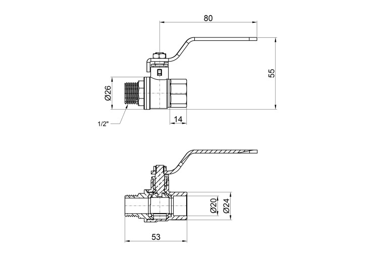 Кран шаровой SD Plus 1/2" ВН для воды (рычаг) SD605W15 SD00002820 Кран шаровой SD Plus 1/2" ВН для воды (рычаг) SD605W15 SD00002820