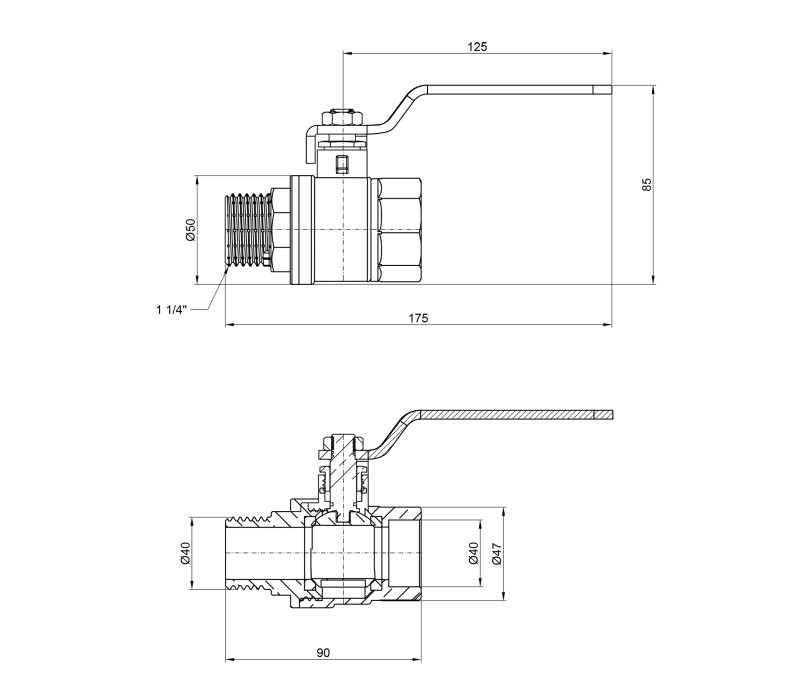 Кран шаровой SD Plus 1" 1/4 ВН для воды (рычаг) SD605W32 SD00002801 Кран шаровой SD Plus 1" 1/4 ВН для воды (рычаг) SD605W32 SD00002801