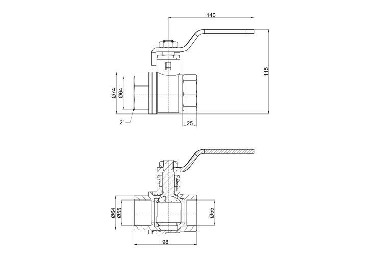 Кран шаровой SD Plus 2" ВР для воды (рычаг) SD600W50 SD00002823 Кран шаровой SD Plus 2" ВР для воды (рычаг) SD600W50 SD00002823