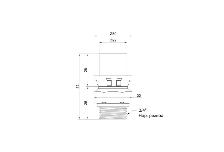 Переходник пресс Icma 20х3/4" НР №402 SD00007230 Переходник пресс Icma 20х3/4" НР №402 SD00007230