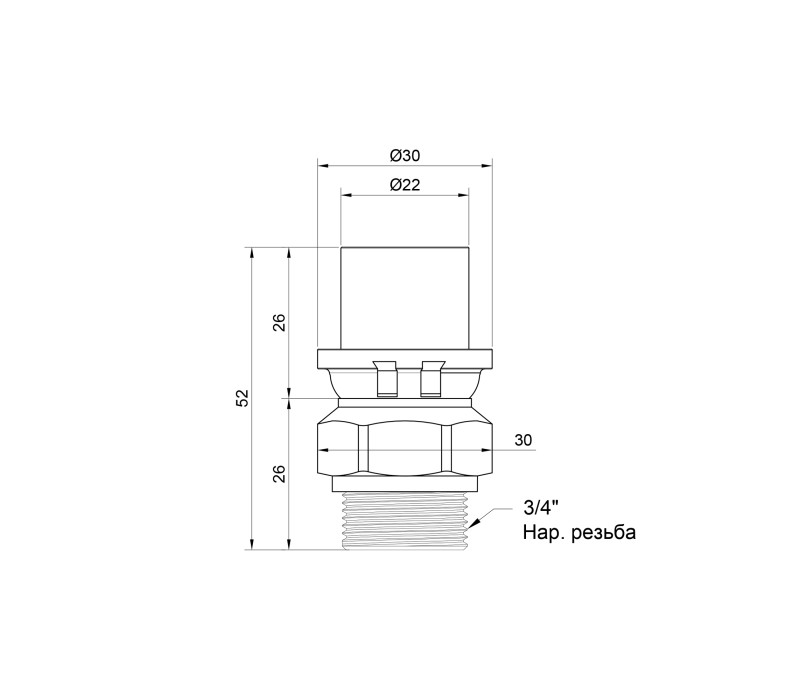 Перехідник прес Icma 20х3/4" ЗР №402 SD00007230 Перехідник прес Icma 20х3/4" ЗР №402 SD00007230