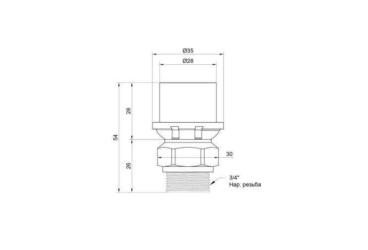 Переходник пресс Icma 26х3/4" НР №402 SD00007231 Переходник пресс Icma 26х3/4" НР №402 SD00007231