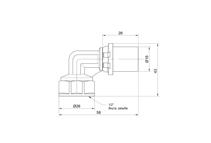 Уголок пресс Icma 16х1/2" ВР усиленный №405 SD00009801 Уголок пресс Icma 16х1/2" ВР усиленный №405 SD00009801