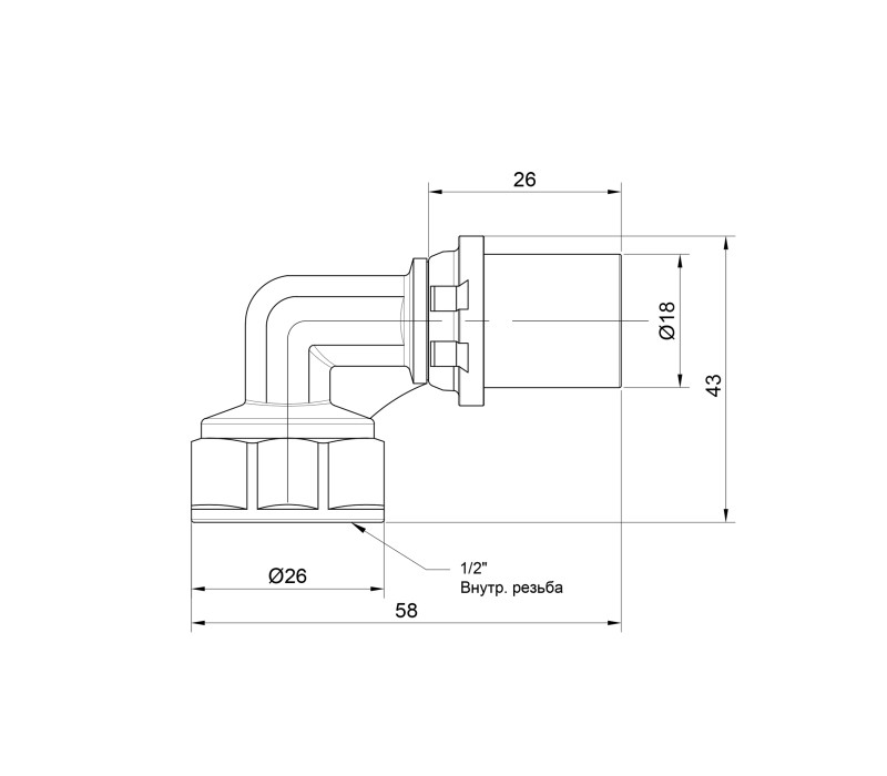 Уголок пресс Icma 16х1/2" ВР усиленный №405 SD00009801