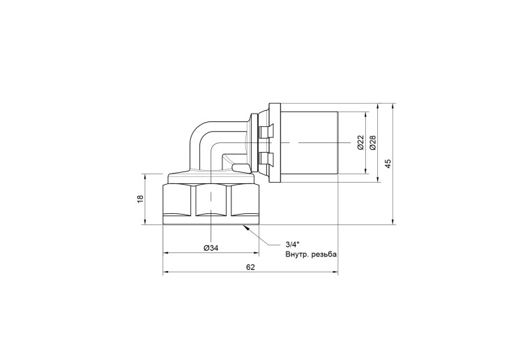 Уголок пресс Icma 20х3/4" ВР №405 SD00009793