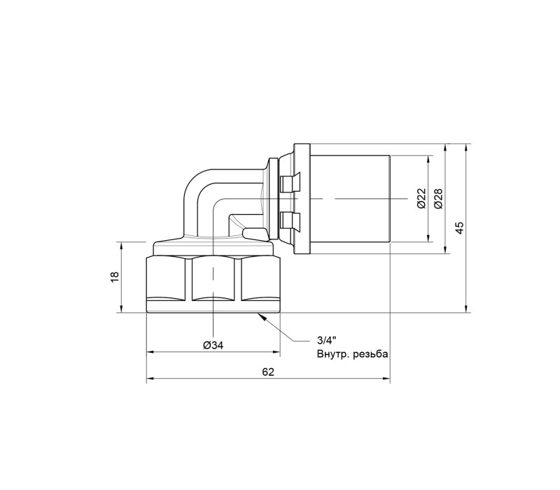 Кутик прес Icma 20х3/4" ВР №405 SD00009793 Кутик прес Icma 20х3/4" ВР №405 SD00009793
