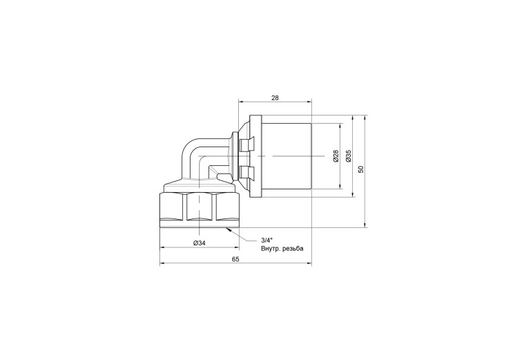 Уголок пресс Icma 26х3/4" ВР №405 SD00009794