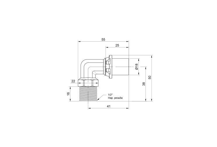 Уголокок пресс Icma 16х1/2" НР №404 SD00009828 Уголокок пресс Icma 16х1/2" НР №404 SD00009828