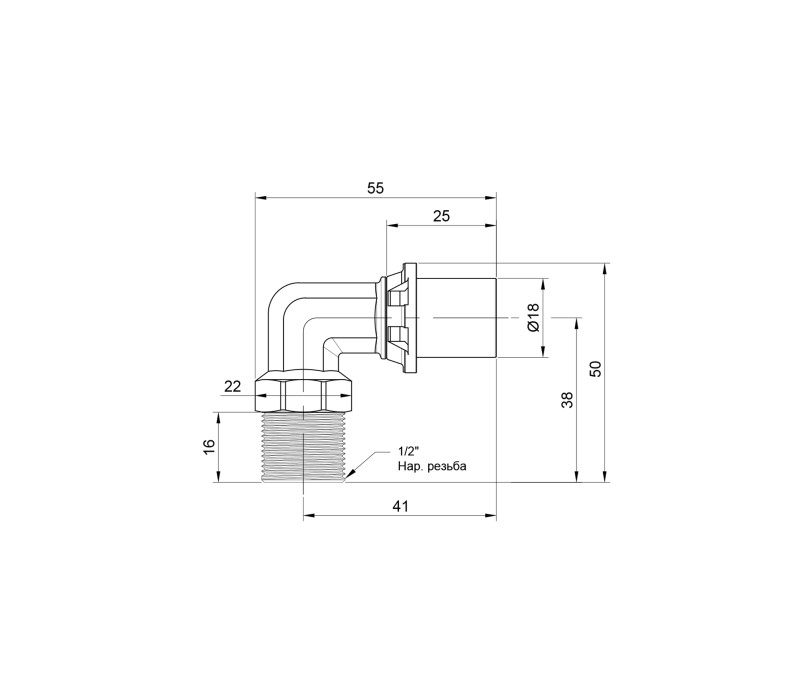 Уголокок пресс Icma 16х1/2" НР №404 SD00009828 Уголокок пресс Icma 16х1/2" НР №404 SD00009828