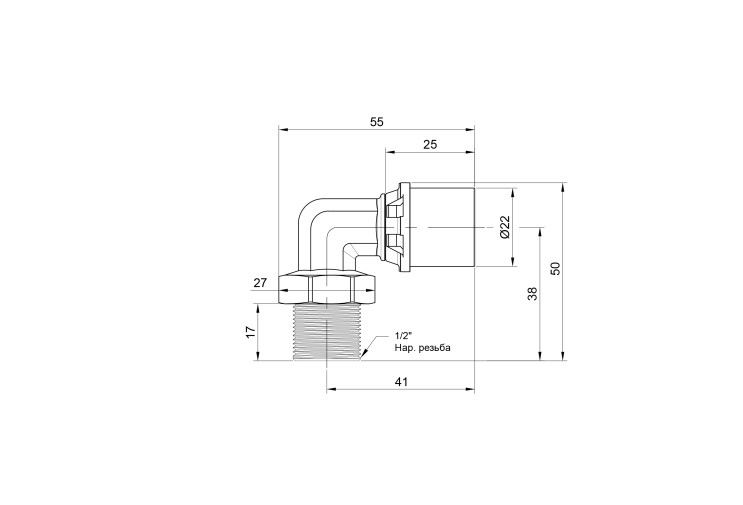 Уголок пресс Icma 20х1/2" НР №404 SD00009829 Уголок пресс Icma 20х1/2" НР №404 SD00009829