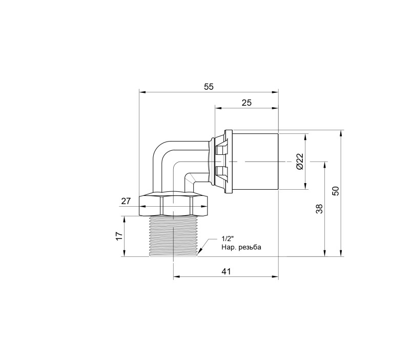 Уголок пресс Icma 20х1/2" НР №404 SD00009829 Уголок пресс Icma 20х1/2" НР №404 SD00009829