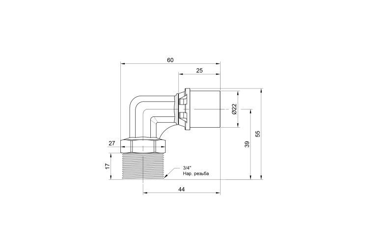 Уголок пресс Icma 20х3/4" НР №404 SD00009830 Уголок пресс Icma 20х3/4" НР №404 SD00009830