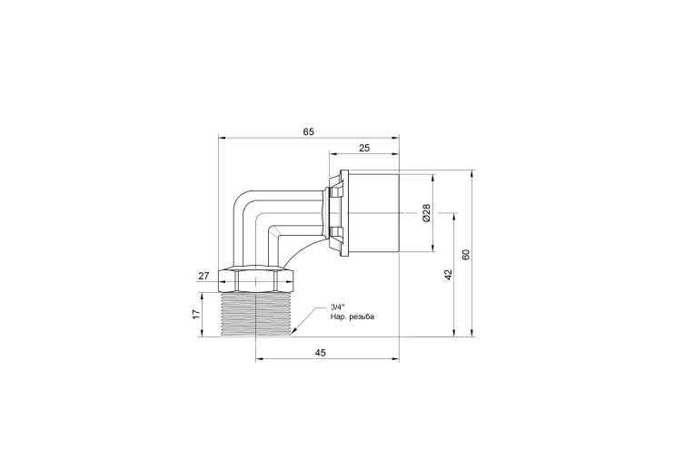 Уголок пресс Icma 26х3/4" НР №404 SD00009831 Уголок пресс Icma 26х3/4" НР №404 SD00009831