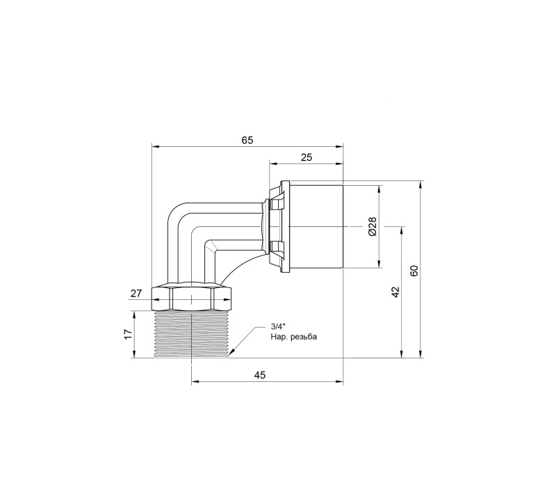 Уголок пресс Icma 26х3/4" НР №404 SD00009831 Уголок пресс Icma 26х3/4" НР №404 SD00009831