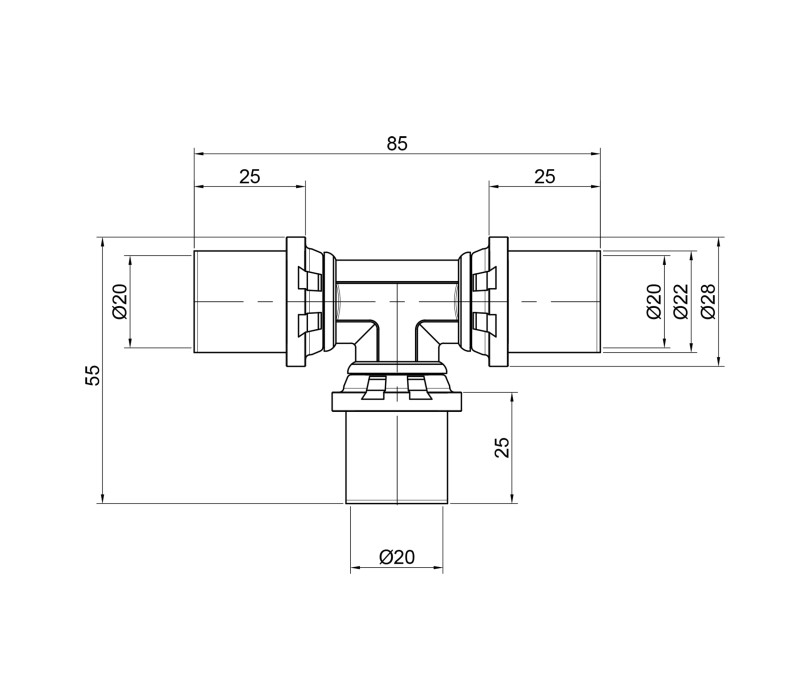 Тройник пресс Icma 20х20х20 №406 SD00009052 Тройник пресс Icma 20х20х20 №406 SD00009052
