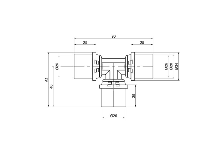 Тройник пресс Icma 26х26х26 №406 SD00009084
