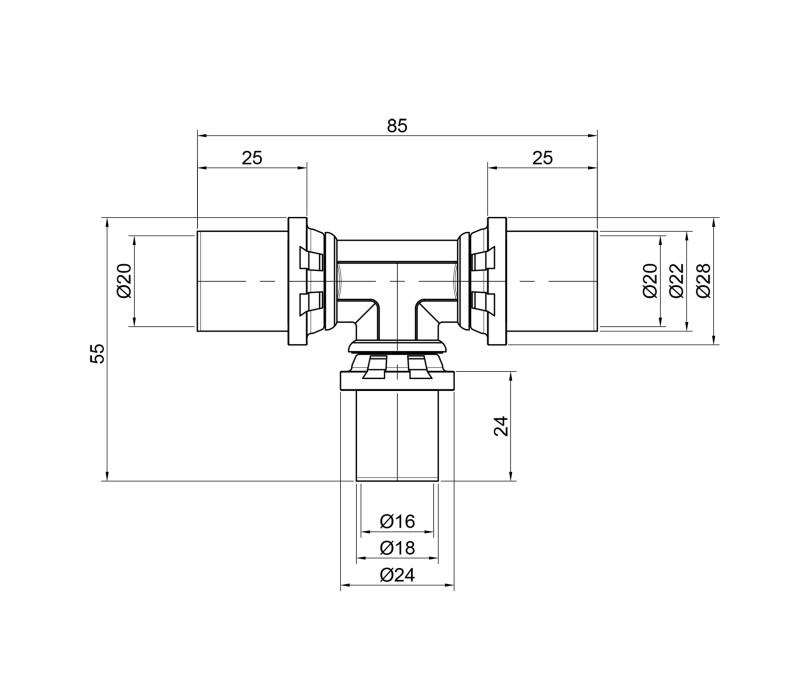 Трійник прес Icma 20х16х20 №406 SD00009049 Трійник прес Icma 20х16х20 №406 SD00009049