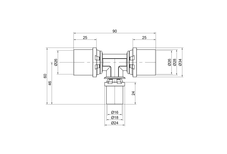 Тройник пресс Icma 26х16х26 №406 SD00009079