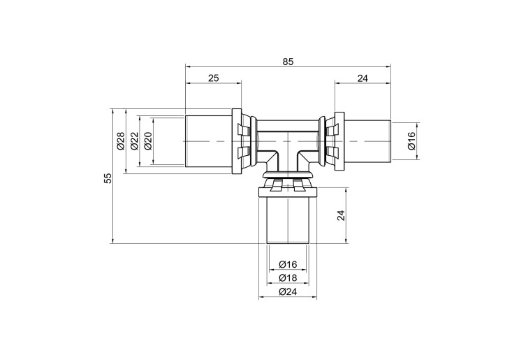 Тройник пресс Icma 16х16х20 №406 SD00009024