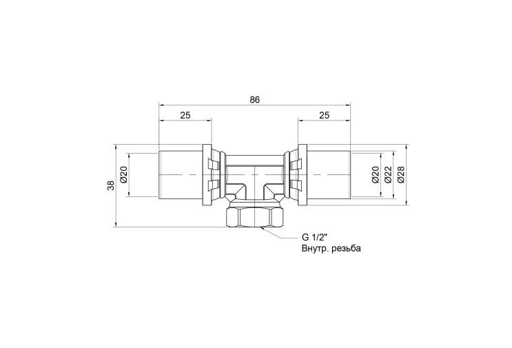 Трійник прес Icma 20х1/2"х20 ВР №408 SD00009348