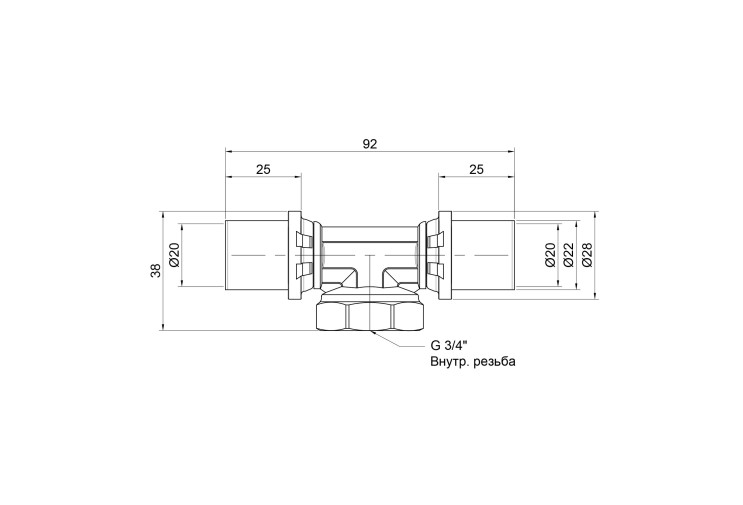 Тройник пресс Icma 20х3/4"х20 ВР №408 SD00009350