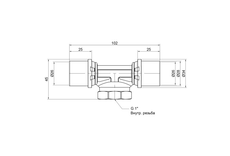 Тройник пресс Icma 26х1"х26 ВР №408 SD00009358