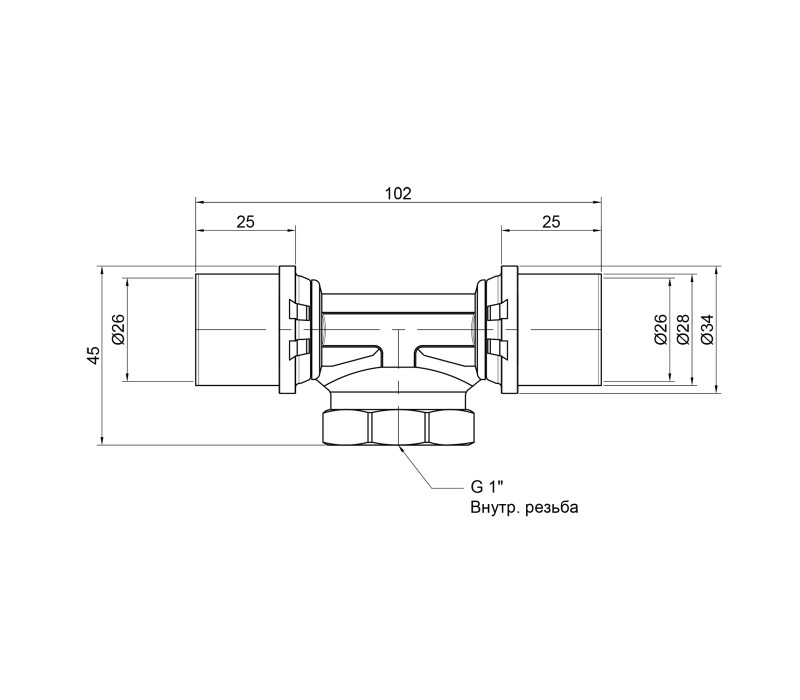 Тройник пресс Icma 26х1"х26 ВР №408 SD00009358 Тройник пресс Icma 26х1"х26 ВР №408 SD00009358