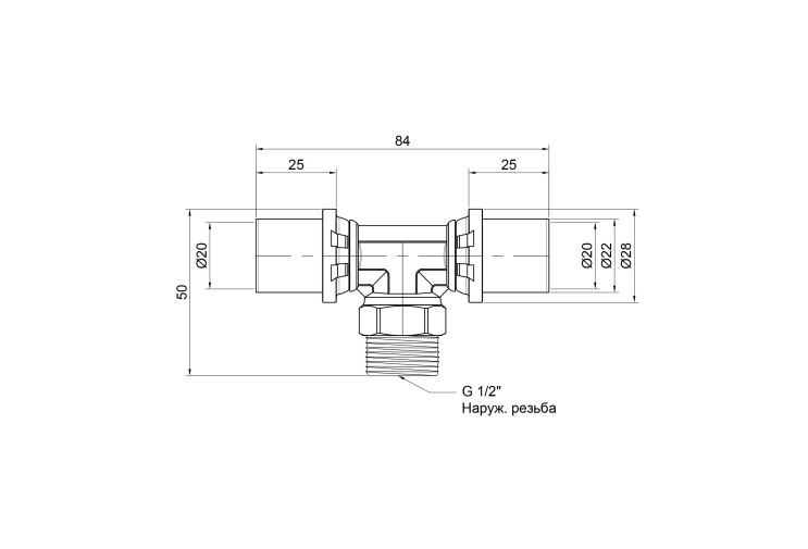 Трійник прес Icma 20х1/2"х20 ЗР №407 SD00009349