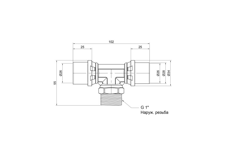 Тройник пресс Icma 26х1"х26 НР №407 SD00009359 Тройник пресс Icma 26х1"х26 НР №407 SD00009359