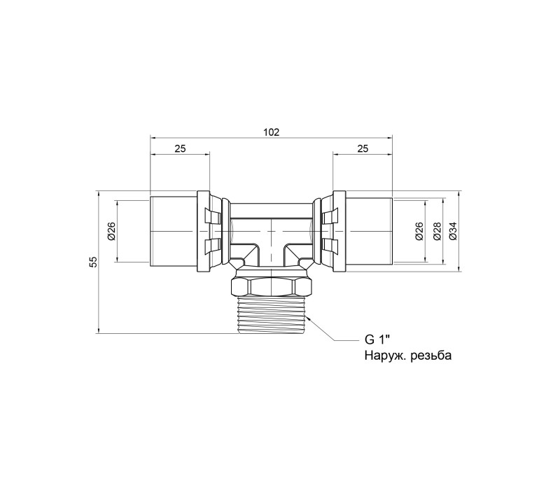 Тройник пресс Icma 26х1"х26 НР №407 SD00009359